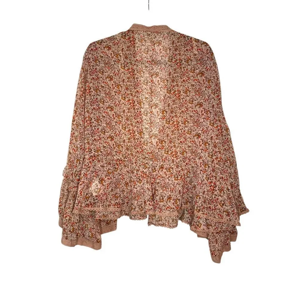 Free People‎ Lola Chiffon Floral Print Kimono Size XS